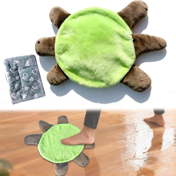 Floor Turtle Foot Mop – Cute Double-Sided Turtle-Shaped Floor Cleaning Pad, Washable Reusable Hands-Free Foot Mop, for Home and Office Floors, Give A Blanket As Gift Random Color (30cm/11.81")