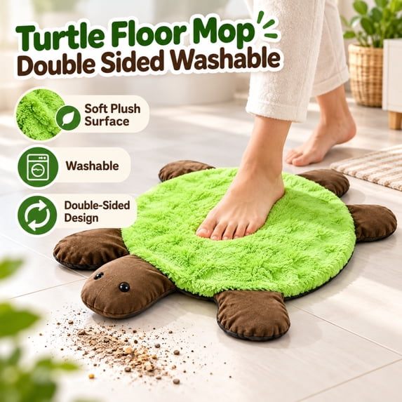 Floor Turtle Foot Mop for Spills Hands Free Cleaning Pad Double Sided ...