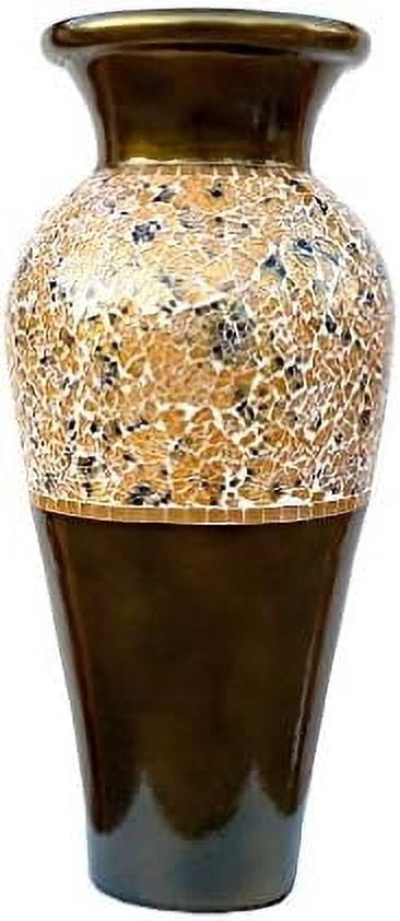 Floor Vase, 24 Inch Mosaic Vase Tall Cylinder Made of Brass with