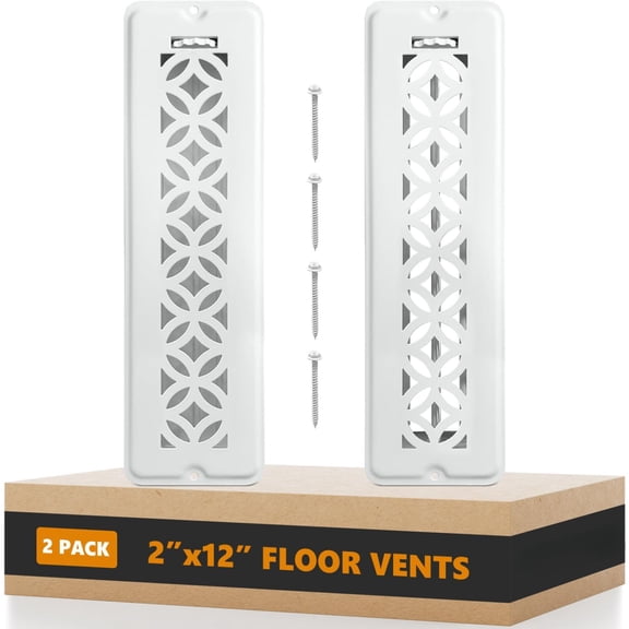 Floor Vent Covers 2 Pack White-2'' X 12'' Steel Home Ceiling Sidewall Use