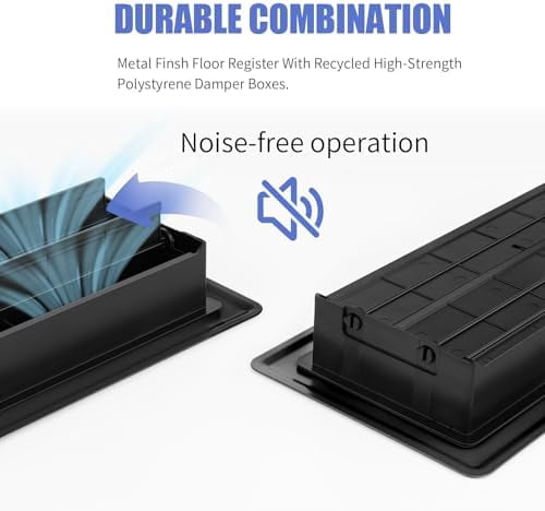 Floor Vent Covers, 4x10 Floor Register Heavy Duty Steel Vent Covers for Home Floor and Sidewall, Heat Air Vent Covers with Easy Adjust Air Supply Lever, Rust Proof Finish Air Registers Black, 10 Pack