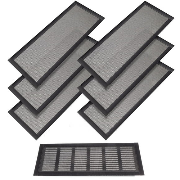 Floor Vent Covers Rectangle Air Vent Screen Cover Magnetic PVC Vent Mesh Floor Register Cover Plastic Vent Screen for Wall Ceiling Floor Catch Debris Hair Insect,Black (6 Pieces,4 x 10 Inch)