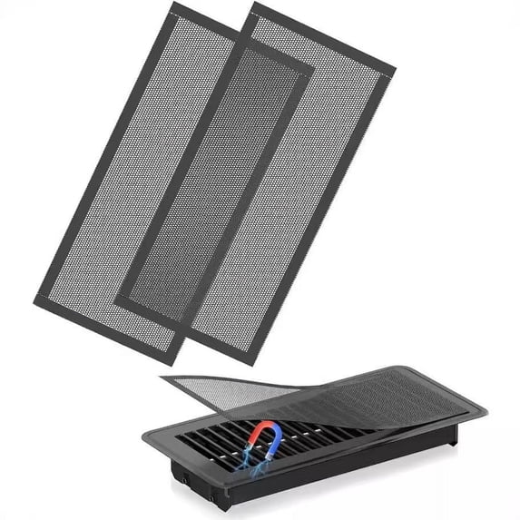 Floor Vent Covers, Strong Magnetic Vent Mesh Air Vent Filters, 2Pcs Floor Register Vent Screens for Home Floor/Wall/Ceiling Catch Debris Hair Dust