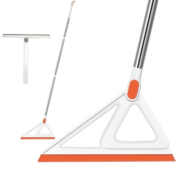 Floor Window Squeegee Cleaner Set of 2, Multi-Purpose Silicon Floor Squeegee Glass Cleaning Tools for Bathroom Floor Shower Car Glass Mirror Scraper, Orange