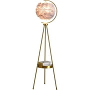 Floor lamp Floor Lamps Creative White/Gray Feather Shade Gold/Black Hotel Home Decor Tripod Standing Light with Table Floor lamp