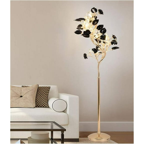 Floor lamp Living Room Crystal Floor Lamps Ceramics Wedding Rose Xmas Tree lamp Big Gold Floor Lights for Study led Stand Lamps Floor lamp