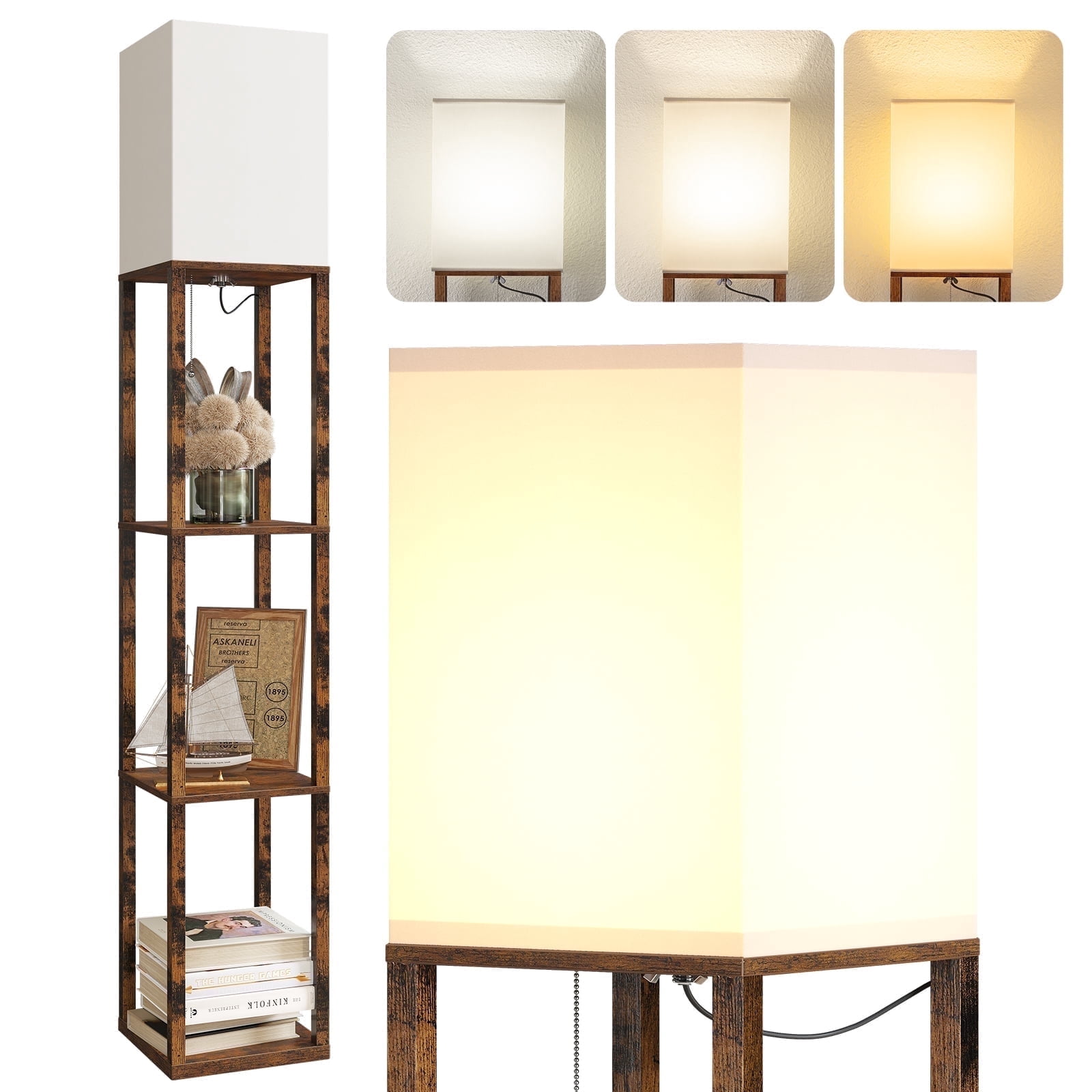 SUNMORY 63'' Floor Lamp with Shelves, LED Standing Lamp 1000 LUmens ...