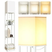 SUNMORY 63'' White Floor Lamp with Shelves, LED Standing Lamp 1000 Lumens, Shelf Floor Lamp for Living Room, Modern Lamp for Bedroom, Lamp with Storage Dustproof, Standing Light, UL Certified, White
