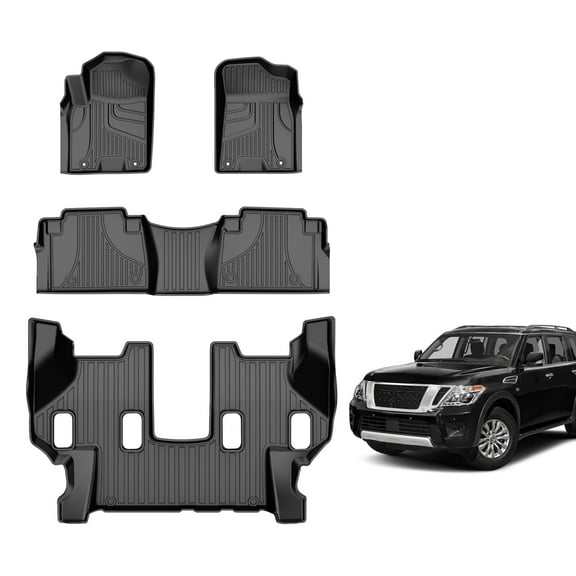Floor mats Compatible with 2019-2022 Armada/Infiniti QX80: Custom Fit All Weather TPE Heavy Duty Car Floor Liners Armada Accessories