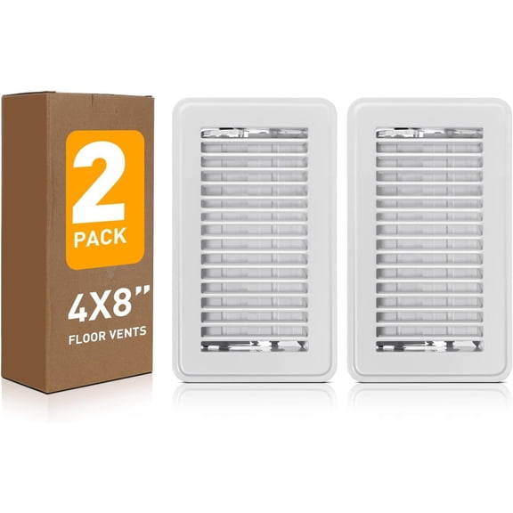 Floor nt Cors 4x8, White Floor Register, Heavy Duty Walkable Metal Air nt Cors for Floor, Heater nt Registers with Adjustable Air Ler, 2 Pack