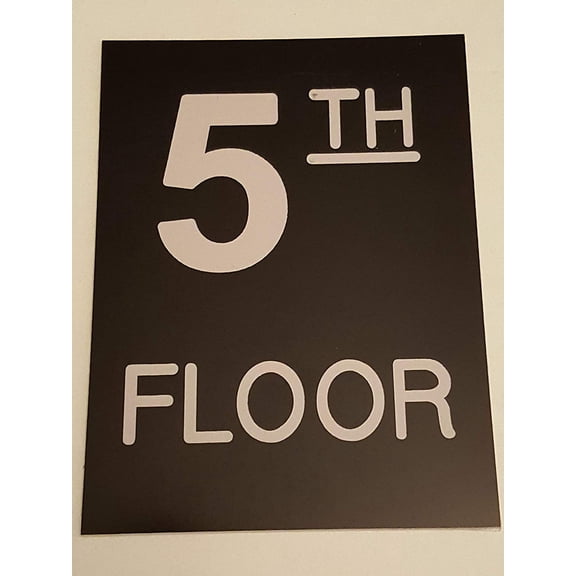 Floor number Five (5) sign Engraved Plastic