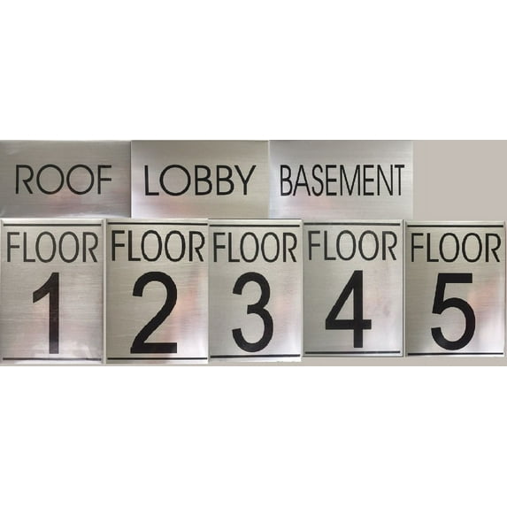 Floor number Sign Set ( BRUSH ALUMINIUM )