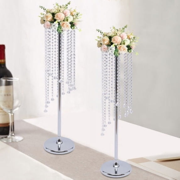 Floor-standing 35.4in Tall Crystal Flower Vase Chandelier Centerpiece Stands