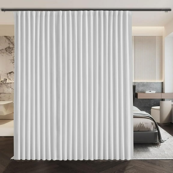 Floor to Ceiling Blackout Curtain, for Ceiling Track or Rod, Extra Wide Room Separator Soundproof, Privacy Room Divider, 1 Panel