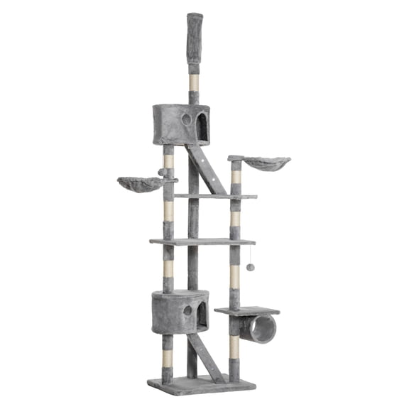Floor to Ceiling Cat Tree 94.5-102.5 inch, Adjustable Cat Tower with Scratching Posts, Condos & Hammocks for Indoor Cats, Tall Climbing Tree
