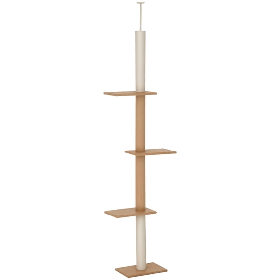 Floor-to-Ceiling Cat Tree Climbing Tower with Sisal-Covered Scratching Posts Natural Cat Tree Activity Center for Kittens Tower Furniture, Light brown