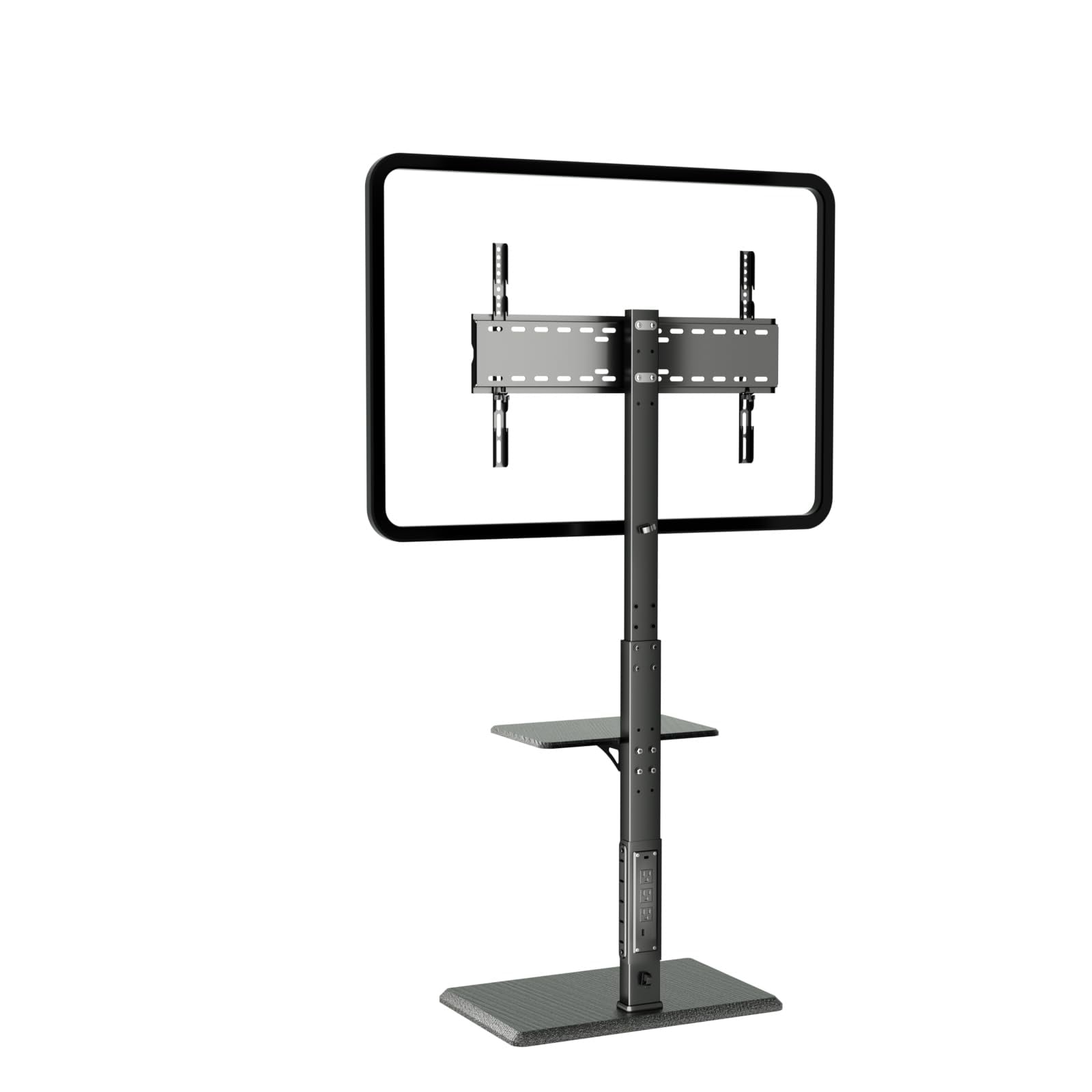 Afaloona Universal Floor TV Stand, TV Floor Mount Stand with Power Outlet & Removable Shelf for 32-75 inch TV up to 110 lbs, Swivel and Height Adjustable Tall TV Stand for Bedroom