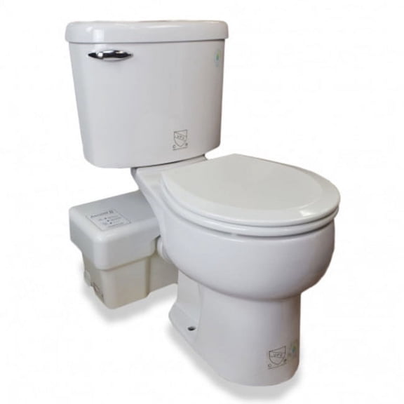 Floor with Back Outlet, Round, Macerating Toilet, 1.28 Gallons per Flush