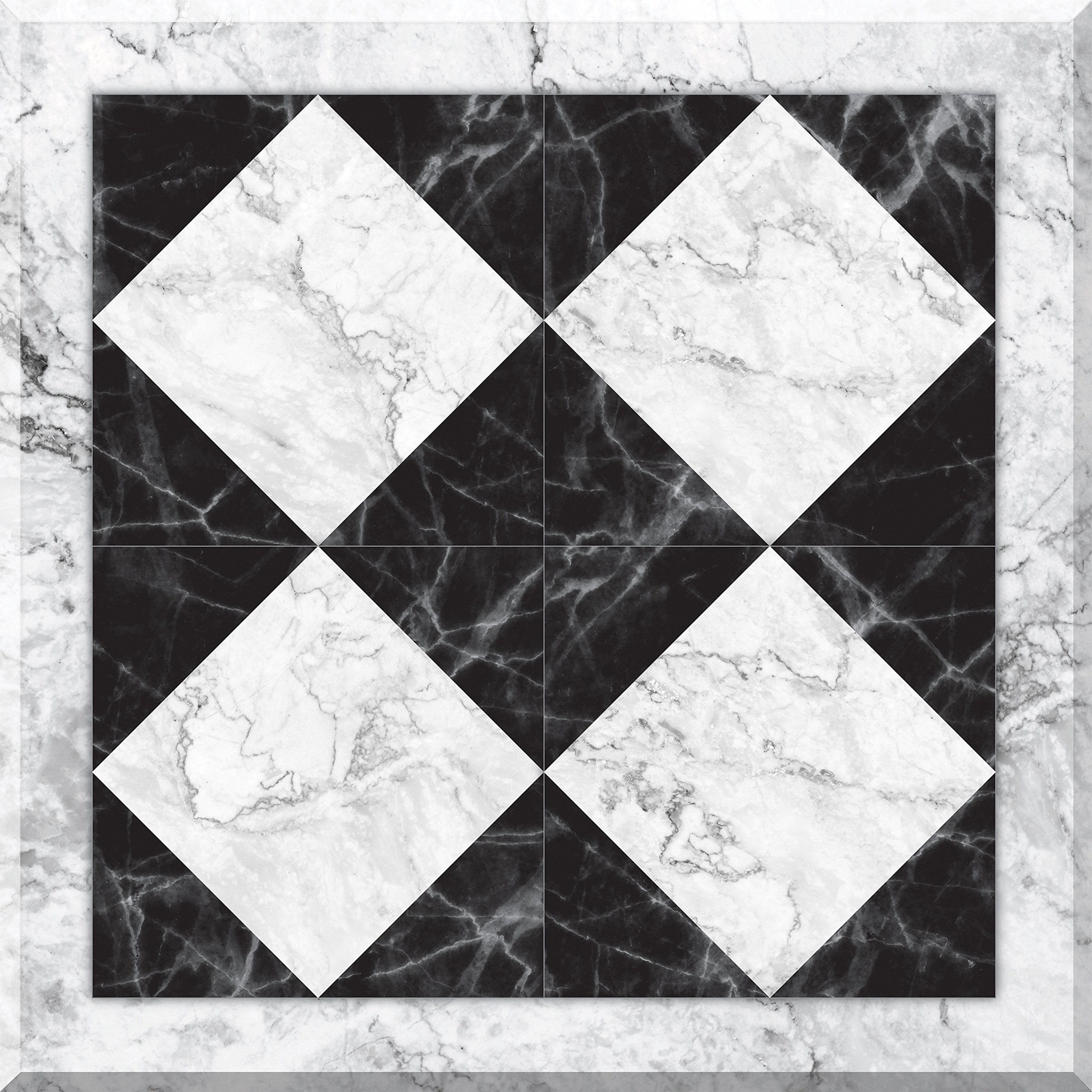 FloorAdorn SelfAdhesive Vinyl Floor Tiles, Marble Harlequin 12X12, 6