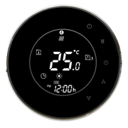 FloorHeat BLK-6000 Electric Radiant Floor Heating Thermostat with Wi-Fi, 95 240V, 16A Max Load, Round LED Display, Capacitive Touch Buttons, Programmable, Floor Sensor Included