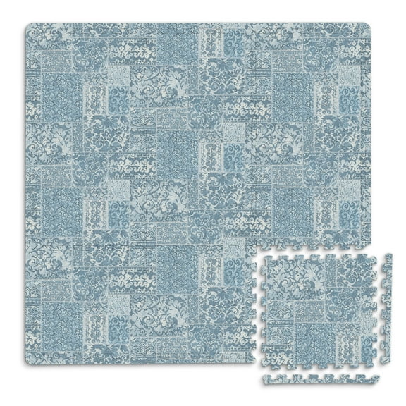FloorPops! 11.4" x 11.4" Blue Foam Floor Tiles 9 sq ft, 22 Piece