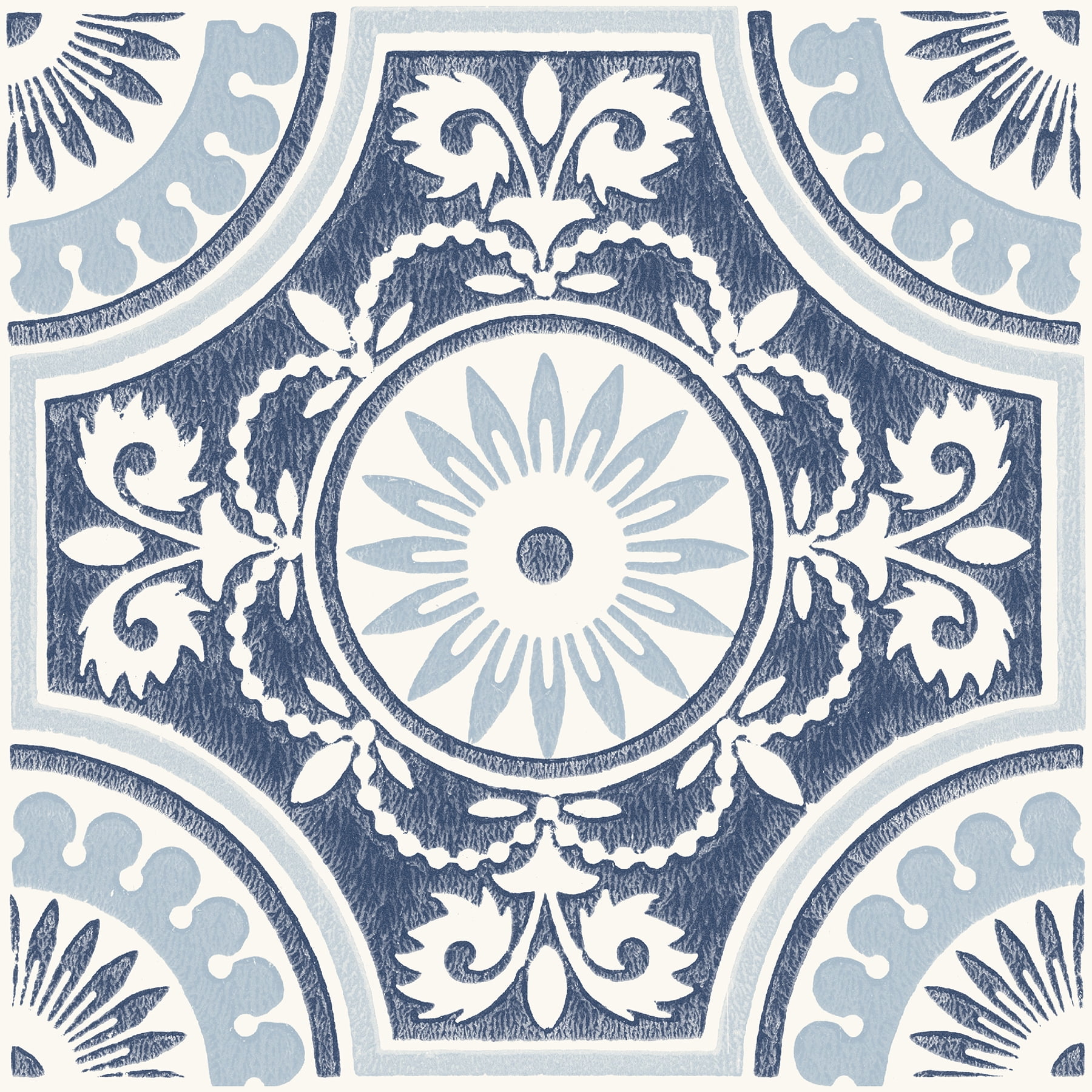 Blue and White Vinyl Peel and Stick Floor Tiles, 12" x 12"