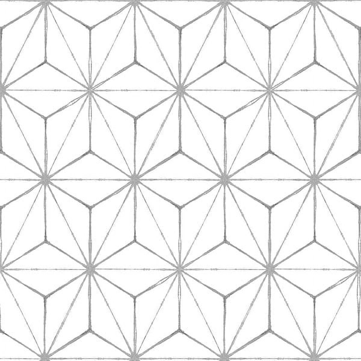 FloorPops 12" x 12" Geometric Peel and Stick Vinyl Tiles for Home, 50 Pieces, Gray White