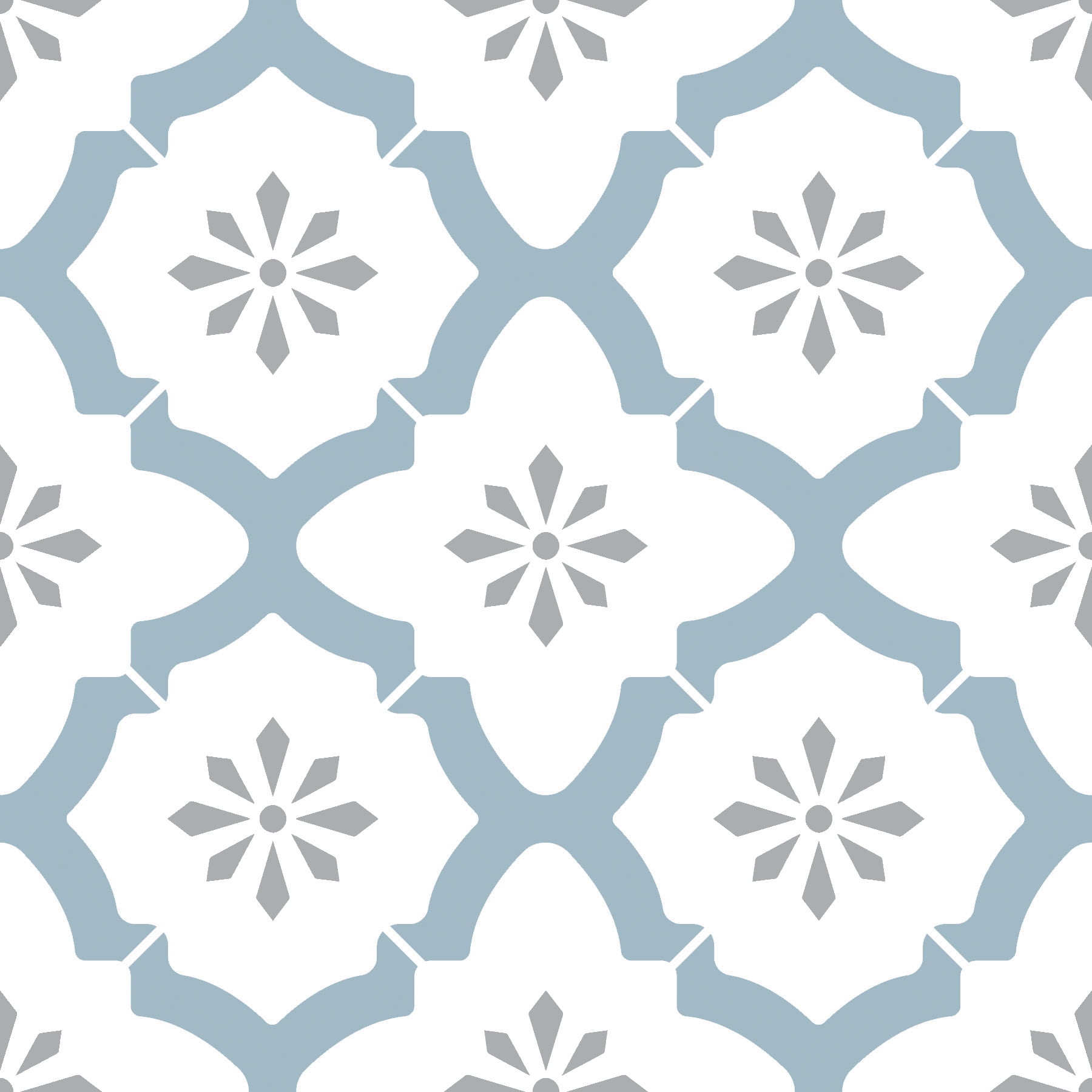 Alfama Blue and White Geometric Peel and Stick Vinyl Floor Tiles