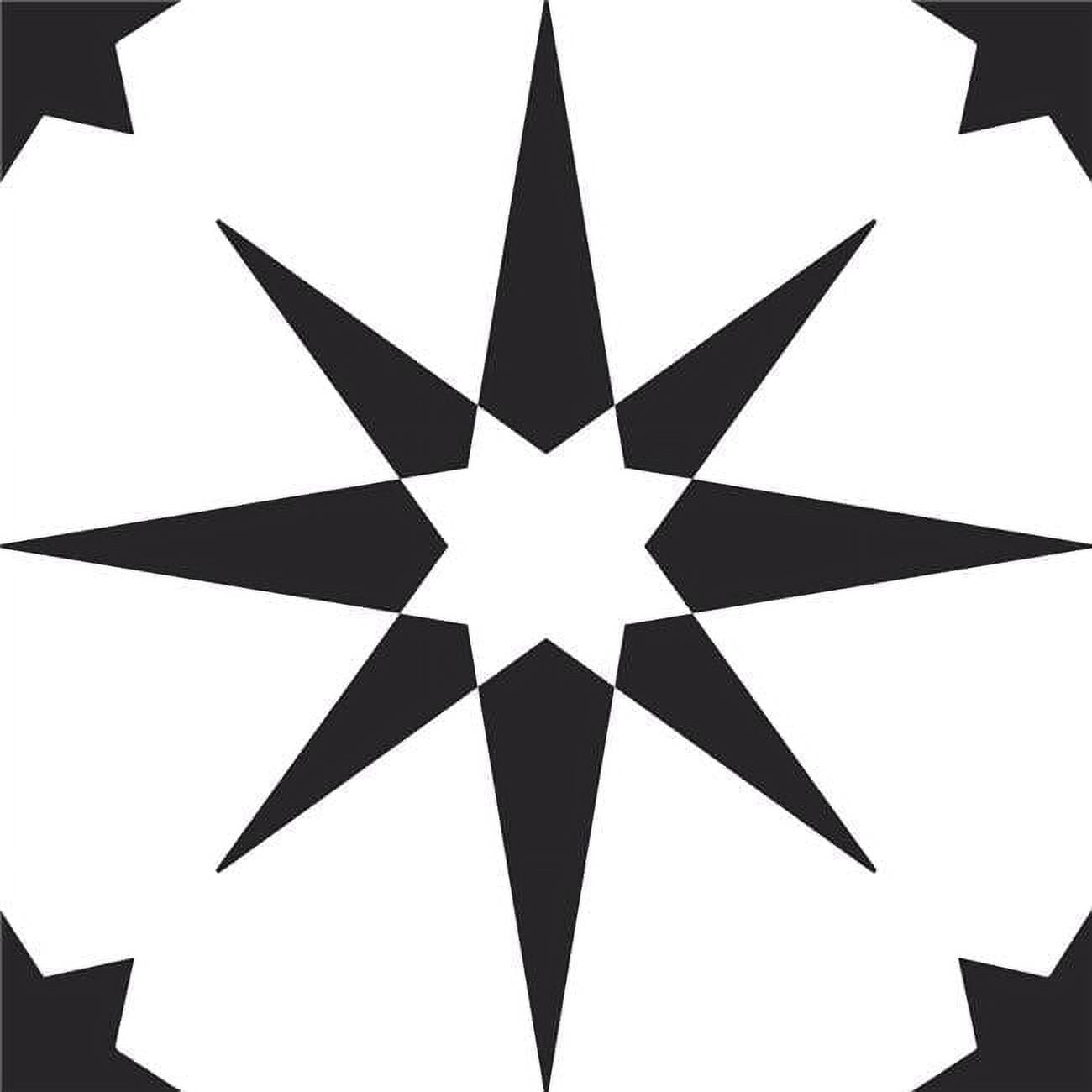 Altair Black and White Quilted Star 12'' Square Peel & Stick Floor Tiles