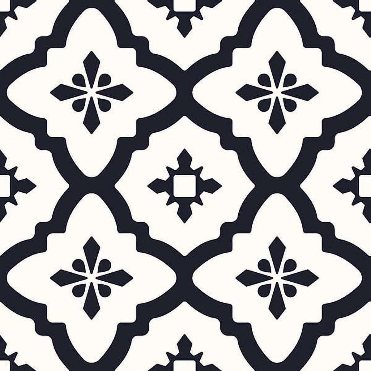 Comet Black and White Geometric Peel and Stick Vinyl Floor Tiles