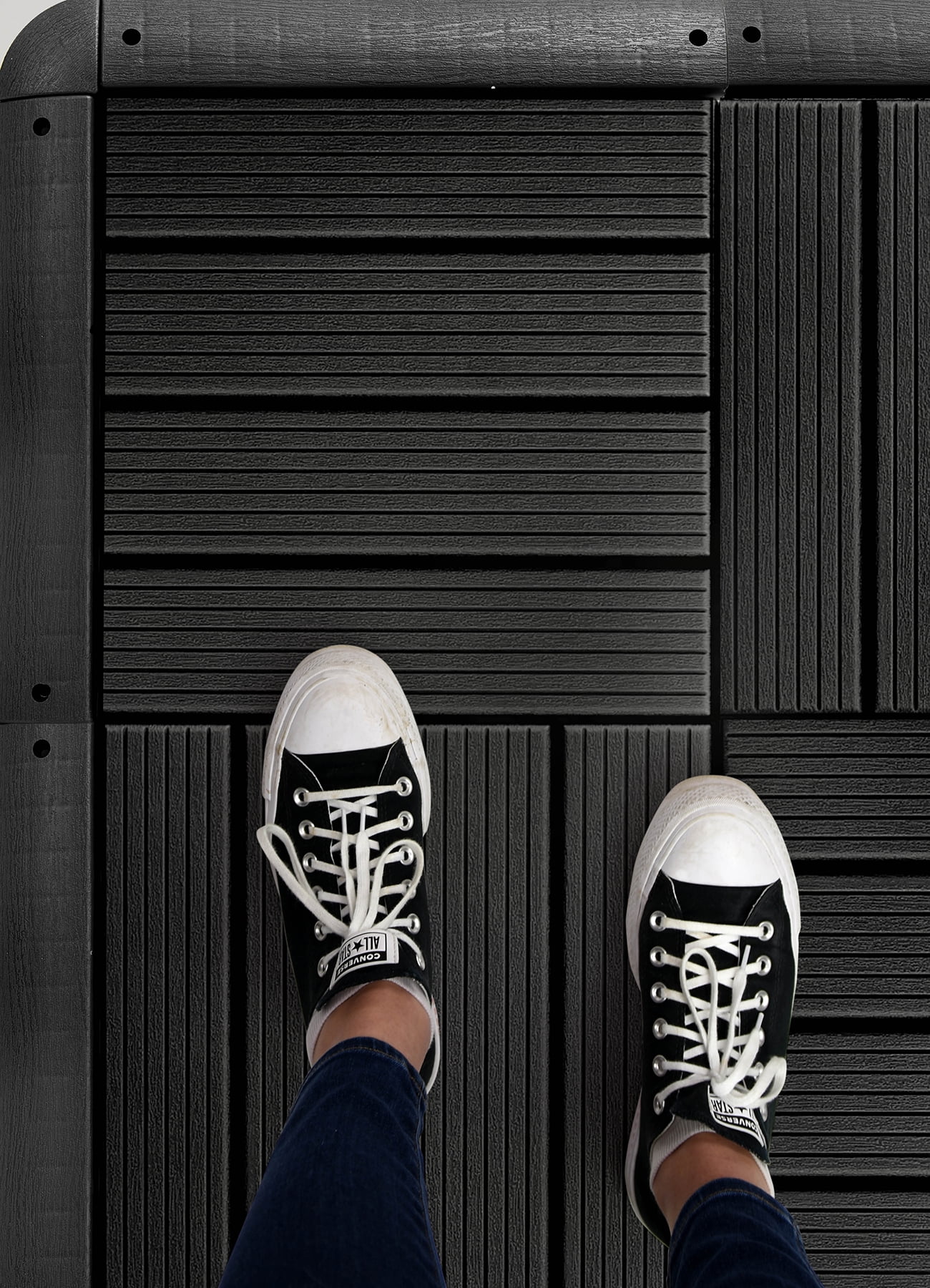 Dark Gray Plastic Interlocking Deck Tile Edge Strips