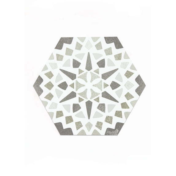FloorPops Grey Ribera Peel & Stick Hexagon Virgin Vinyl Floor Tiles