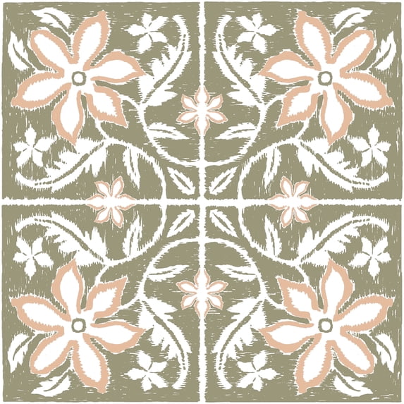 FloorPops Lillium Green Peel and Stick Floor Tiles