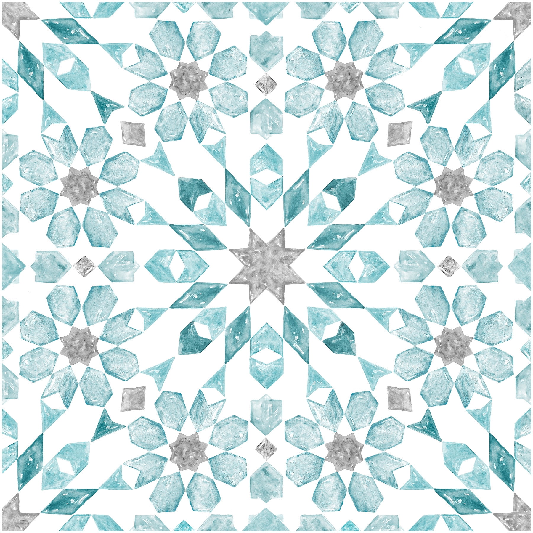 Radiance Aqua and Gray Vinyl Peel & Stick Floor Tiles