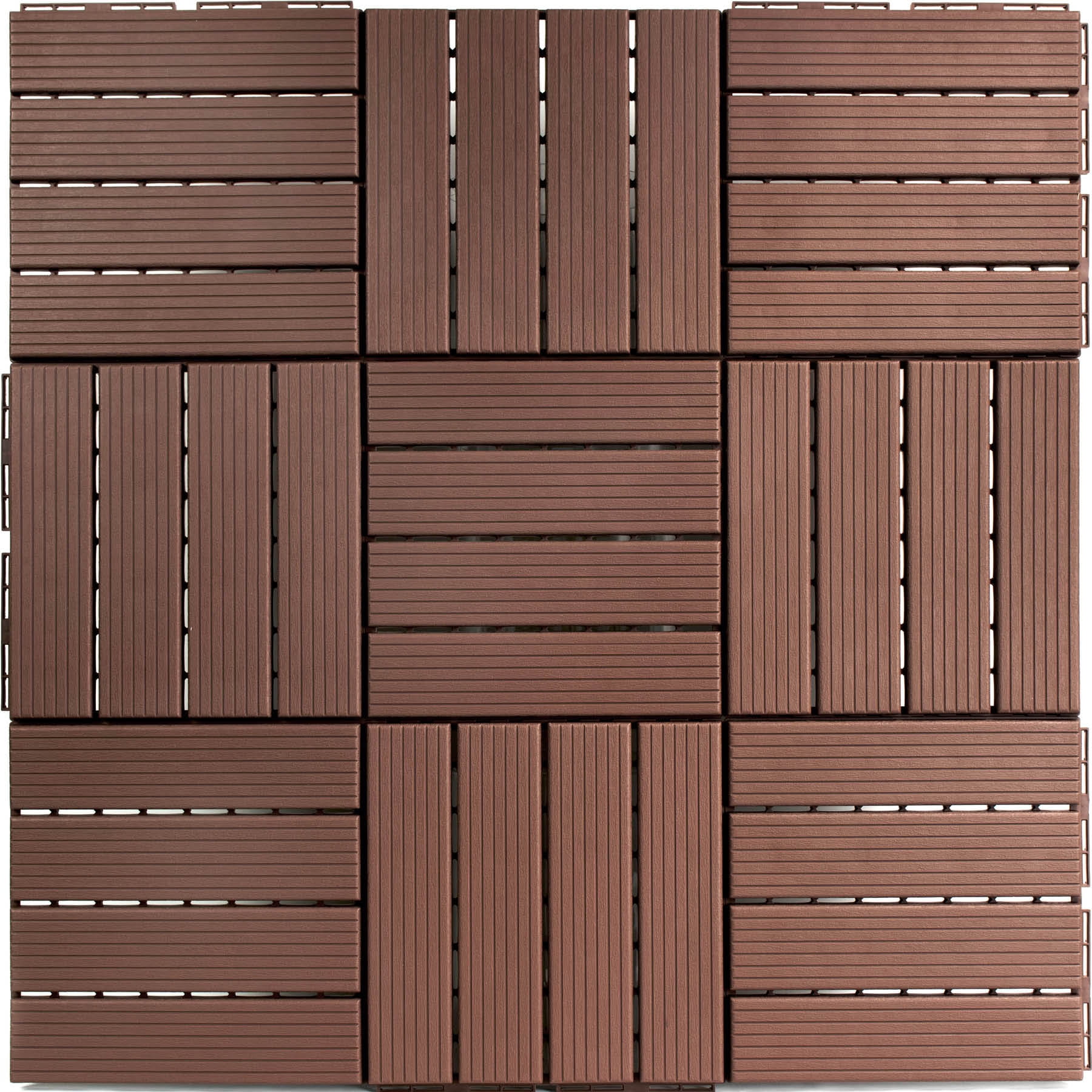 Coffee Brown 11.8" x 11.8" Plastic Interlocking Deck Tiles