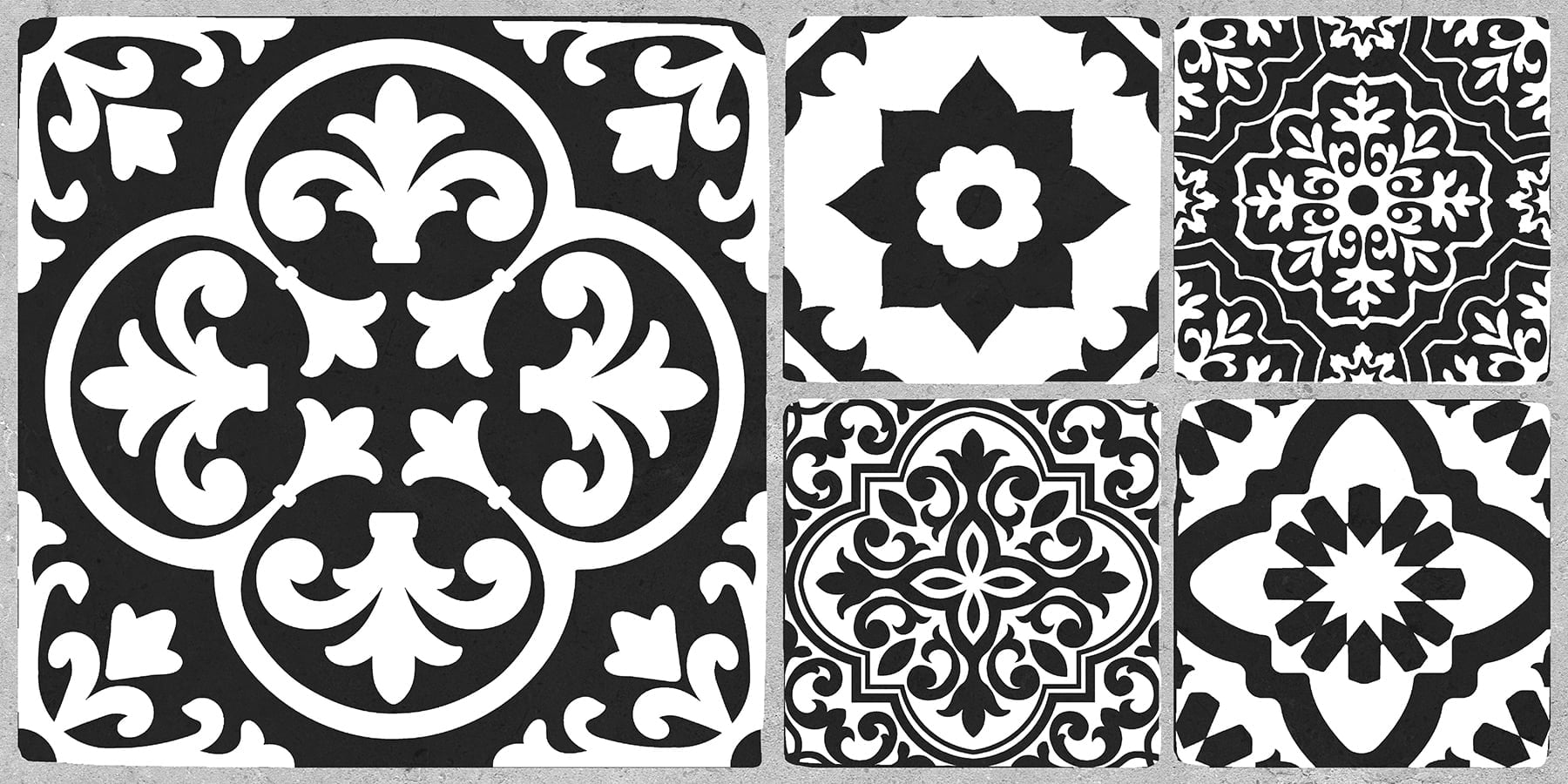 FloorPops Valencia Charcoal Peel and Stick Floor Tiles