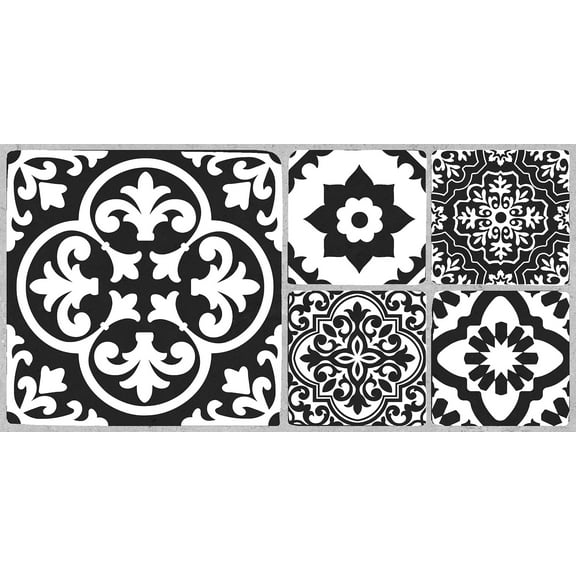 FloorPops Valencia Charcoal Peel and Stick Floor Tiles