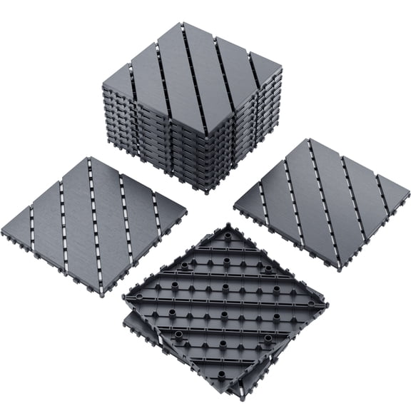 44Pack Plastic Interlocking Deck Tiles, 12"x12" Waterproof Outdoor Flooring All Weather Use, Patio Floor Decking Tiles for Porch Poolside Balcony Backyard