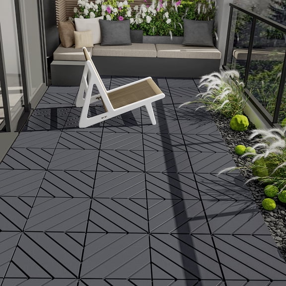 9 Pack Plastic Interlocking Deck Tiles, 12"x12" Waterproof Outdoor Flooring All Weather Use, Patio Floor Decking Tiles for Porch Poolside Balcony Backyard