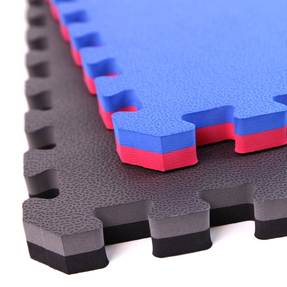 FlooringInc 1" Thick MMA Black & Grey Reversable Interlocking Foam Tiles, 2'x2', 100 sqft, 25 Tile Pack
