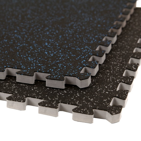 FlooringInc 3/4" Thick Soft Rubber Interlocking Gym Flooring Tiles, 2'x2', 16 Tiles, 64 sqft, Grey