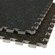 FlooringInc 3/4 Thick Soft Rubber Interlocking Gym Flooring Tiles, 2x2, 6 Tiles, 24 sqft, Blue