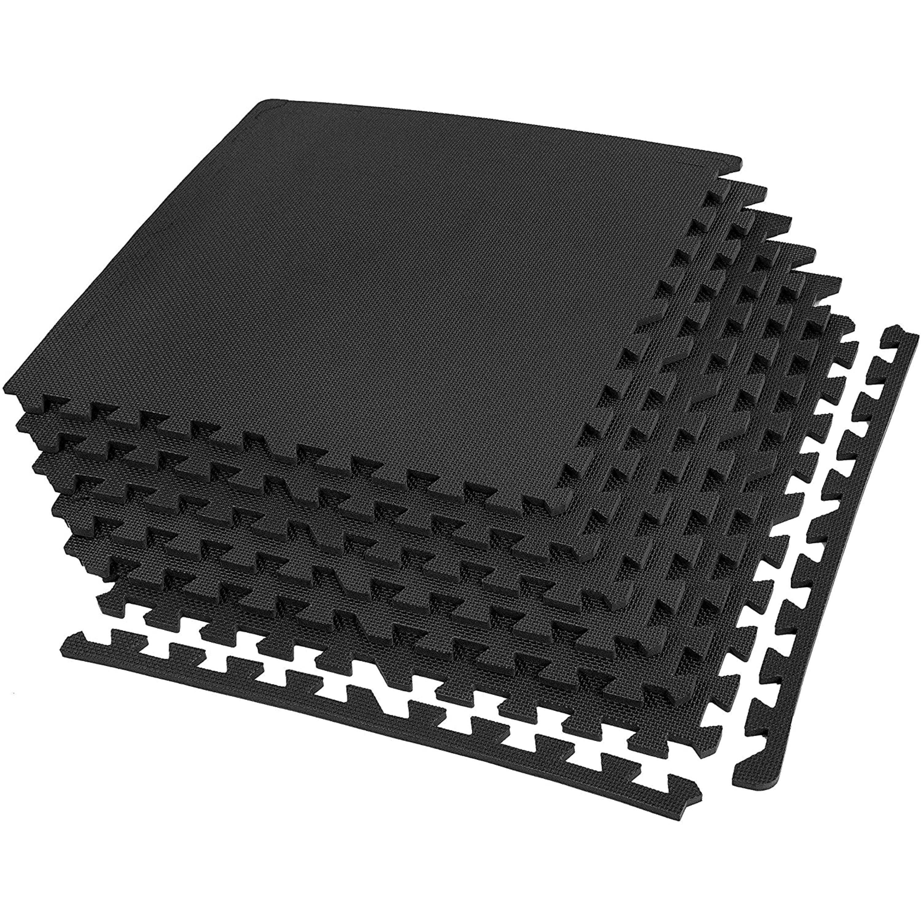Velotas 3/8-Inch Thick Interlocking Foam Tiles with Rubber Top - Personal Fitness Mat Eva Foam Puzzle Floor Tiles for Home Gym Workouts 24 in x 24 in