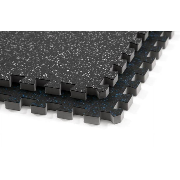FlooringInc 3/8" Thick Soft Rubber Interlocking Gym Flooring Tiles, 2'x2', 25 Tiles, 100 sqft
