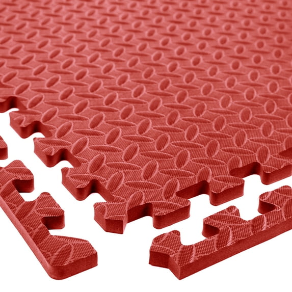 FlooringInc 5/8" Thick Diamond Soft Anti Fatigue Interlocking Foam Tiles, 2ftx2ft, 9 Tile, Red