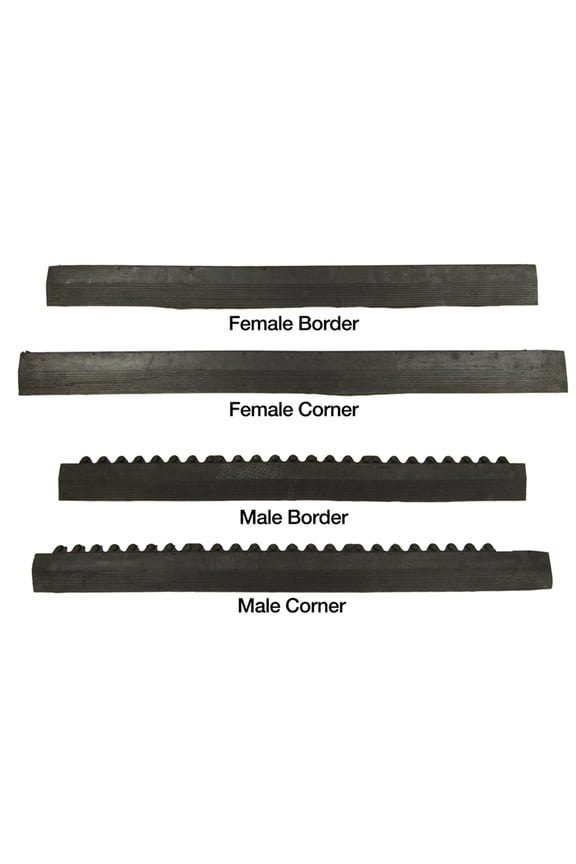 5/8" Thick Evolution Rubber Floor Tiles Edging, Female Edge