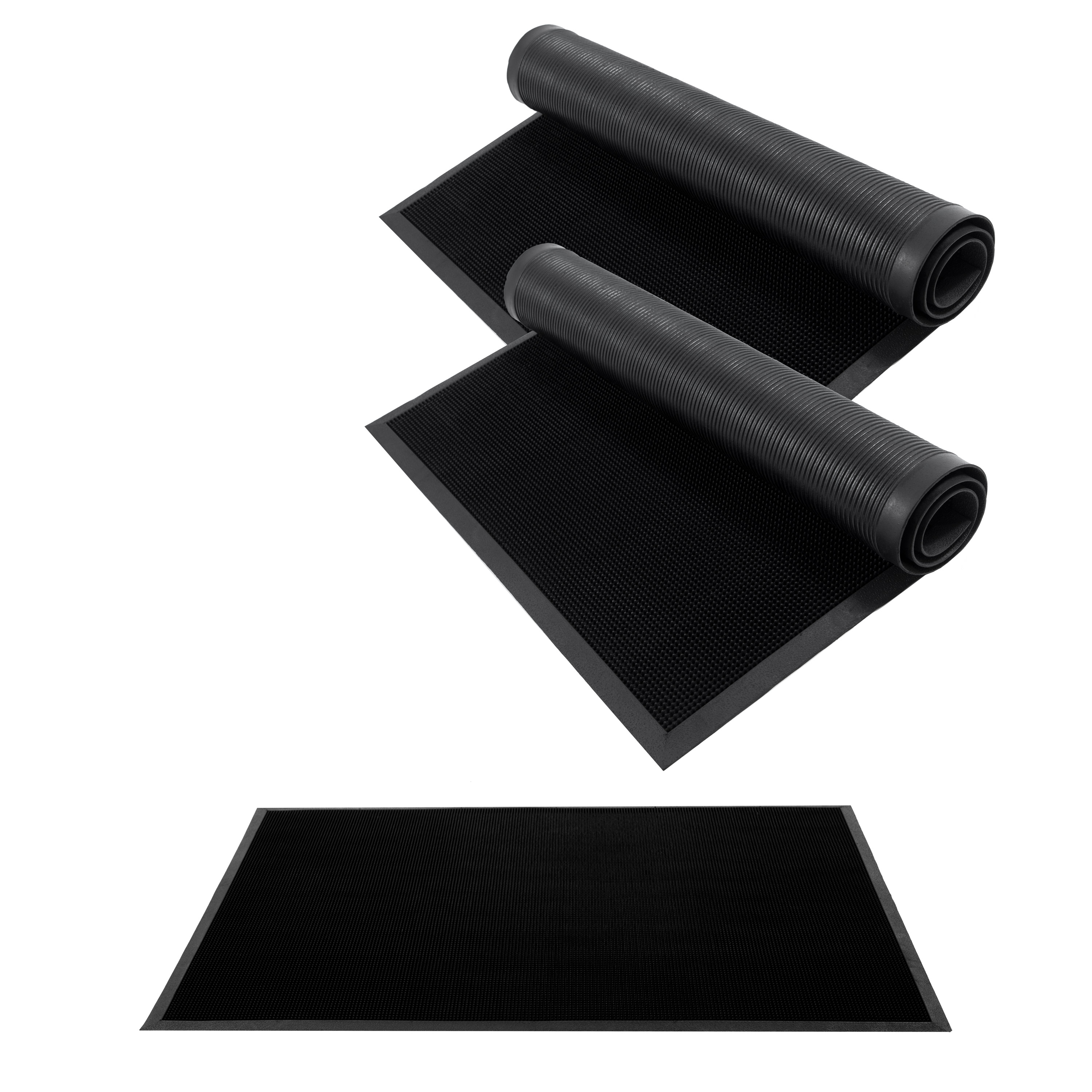 FlooringInc 5/8" Thick Rubber Bristle Entry Door Mat, 3'x5', Black