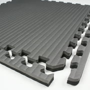 FlooringInc 7/8" Thick Tatami Excersise, Yoga, Fintness & MMA Mats, 25 Tiles, 2'x2', 100 sqft, Black/Gray
