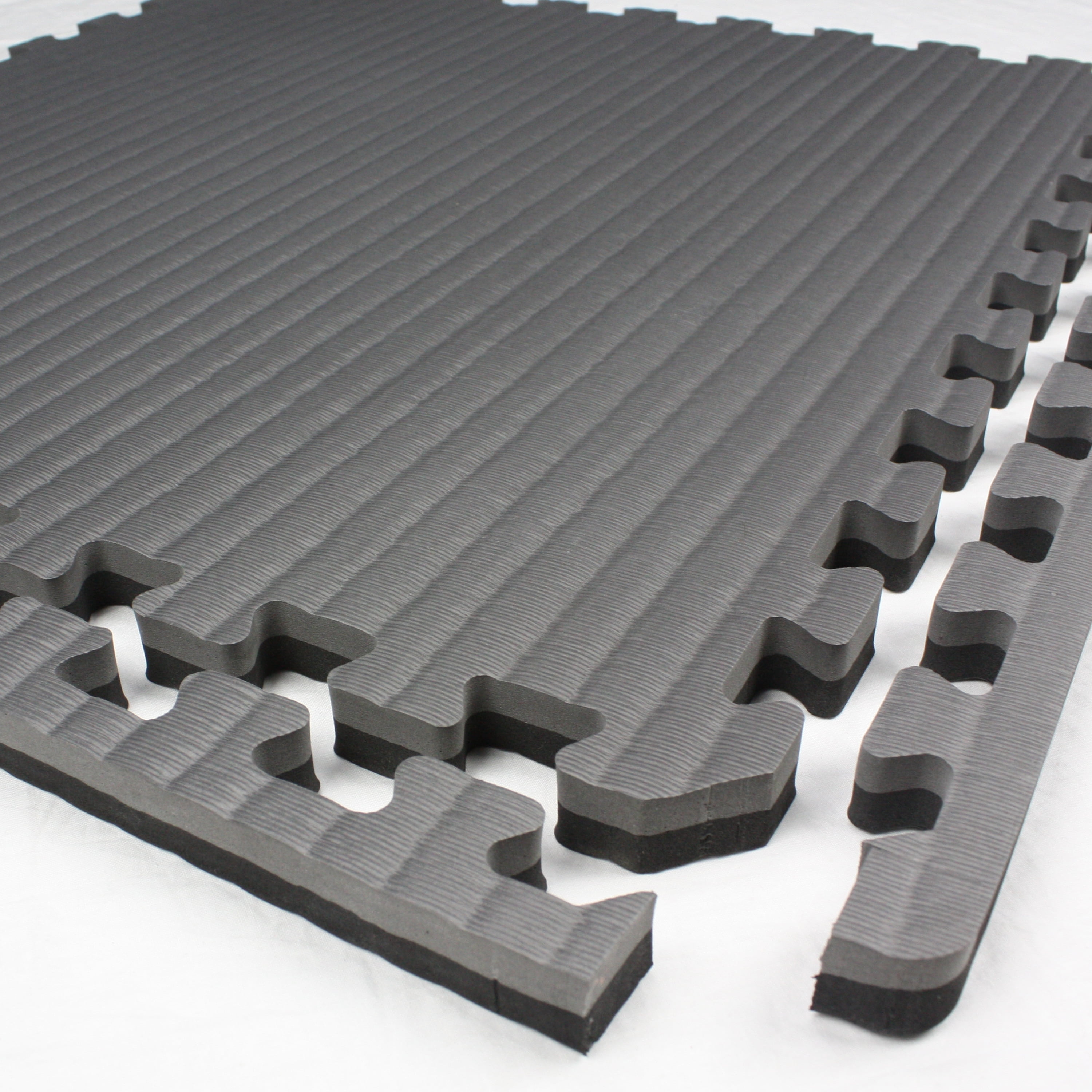 FlooringInc 7/8" Thick Tatami Excersise, Yoga, Fintness & MMA Mats, 4 Tiles, 2'x2', 16 sqft, Black/Gray