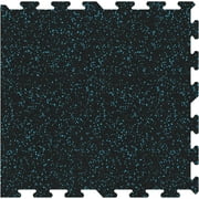 FlooringInc 8mm Thick Strong Rubber Interlocking Blue Floor Border Tile, for a Stronger and Safer Basement, Home Gym, Shed, or Trailer